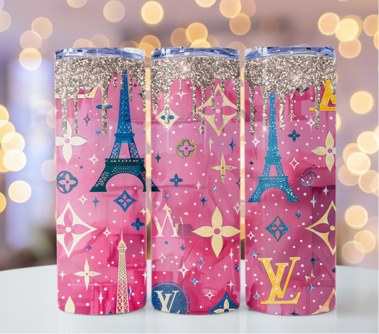 I Love Paris Louis Vuitton Pastel Drips Gold Lv Tumbler Wrap Logo Tumbler Wrap Glitter Seamless Pattern Tumbler Wrap Fashion Tumbler Wrap