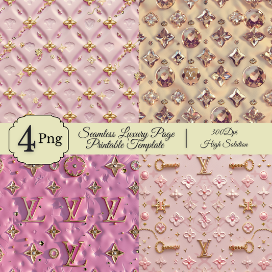 *0001 Luxury Louis Vuitton Seamless Tumbler Wrap Metallic Pink PNG Bundle | High-Resolution 300 DPI Templates (Set of 4) Pattern Wallpaper