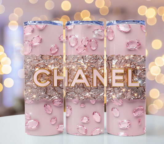 Chain Pink Gold 20oz Skinny Louis Vuitton Tumbler Wrap Fashion Tumbler Wrap Luxury Tumbler Wrap Glitter Tumbler Wrap