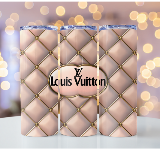 luxurytumblerwapcom Metallic Beige 20oz Skinny Tumbler Wrap Printable PNG Wallpaper Louis Vuitton tumbler wrap sublimation Coach