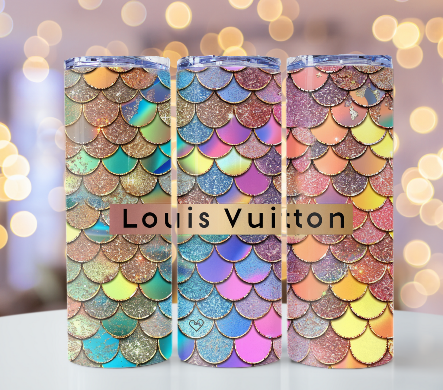 Colorful Rainbow Metallic Tumbler Wrap Sublimation Printable Designer Versatile Louis Vuitton 20oz Tumbler Wrap Designs – Fashion Tumbler PNG with Pattern Wallpaper