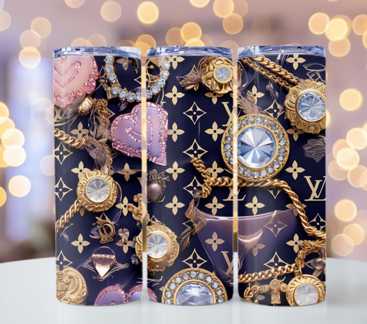 Black Crystal Tumbler Wrap Sublimation Designs Elegant Louis Vuitton 20oz Tumbler Wrap Designs PNG – Perfect for Fashion Tumblers with Pattern Wallpaper