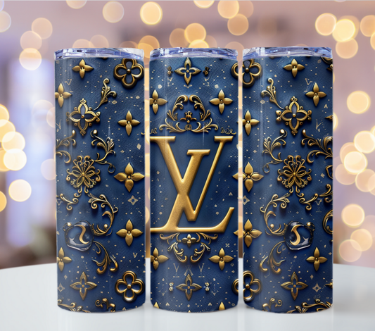 Crystal Beige Gold 20oz Skinny Louis Vuitton Tumbler Wrap Fashion Tumbler Wrap Luxury Tumbler Wrap Glitter Tumbler Wrap