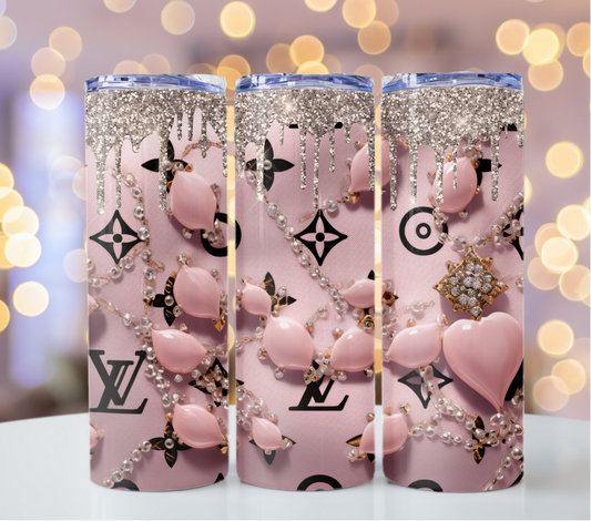 Louis Vuitton Pastel Pink Drips Lv Tumbler Wrap Logo Tumbler Wrap Glitter Seamless Pattern Tumbler Wrap Fashion Tumbler Wrap