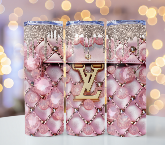 Louis Vuitton Pastel White Gold Lv Tumbler Wrap Logo Tumbler Wrap Glitter Seamless Pattern Tumbler Wrap Fashion Tumbler Wrap