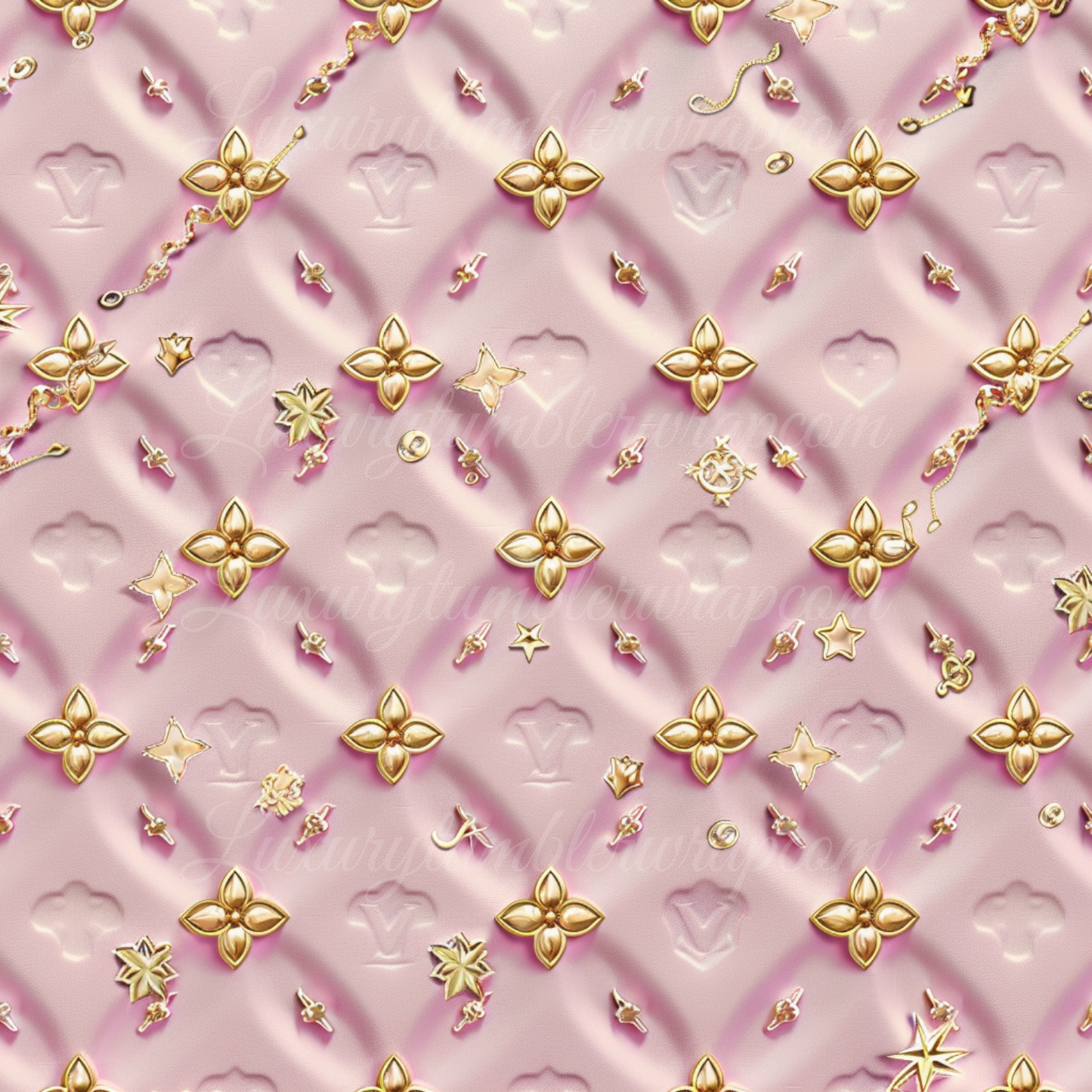 *0001 Luxury Louis Vuitton Seamless Tumbler Wrap Metallic Pink PNG Bundle | High-Resolution 300 DPI Templates (Set of 4) Pattern Wallpaper