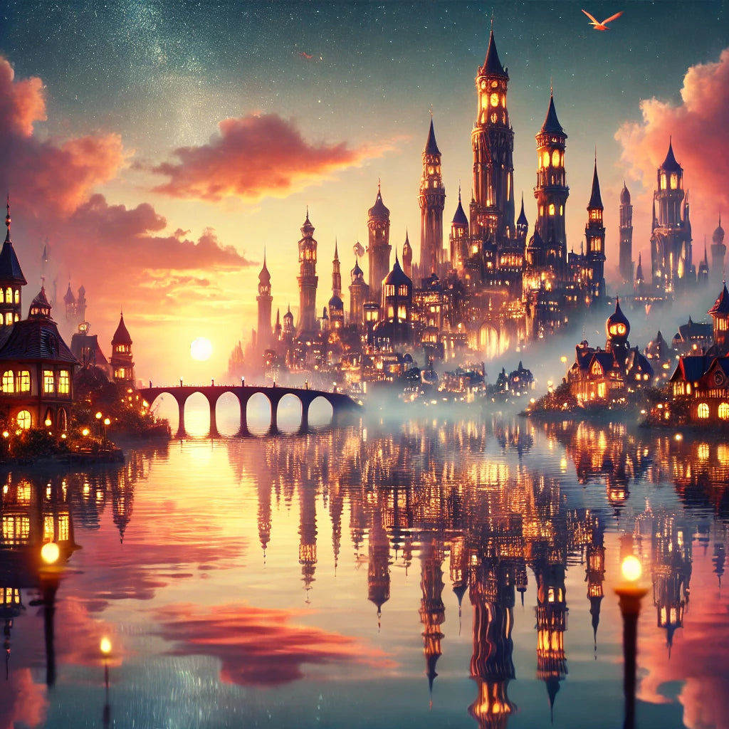 Surreal Dreamlike Golden Art at Twilight with Glowing Magical Wallpaper #art #ai #digitalart #DigitalSelling #digitartist