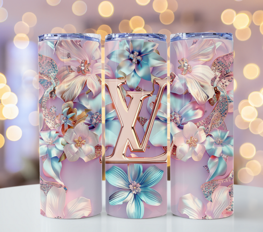 Metallic Flower Rainbow Tumbler Wrap Amazing Fashion Tumbler Designs – Louis Vuitton 20oz Tumbler Wrap PNG