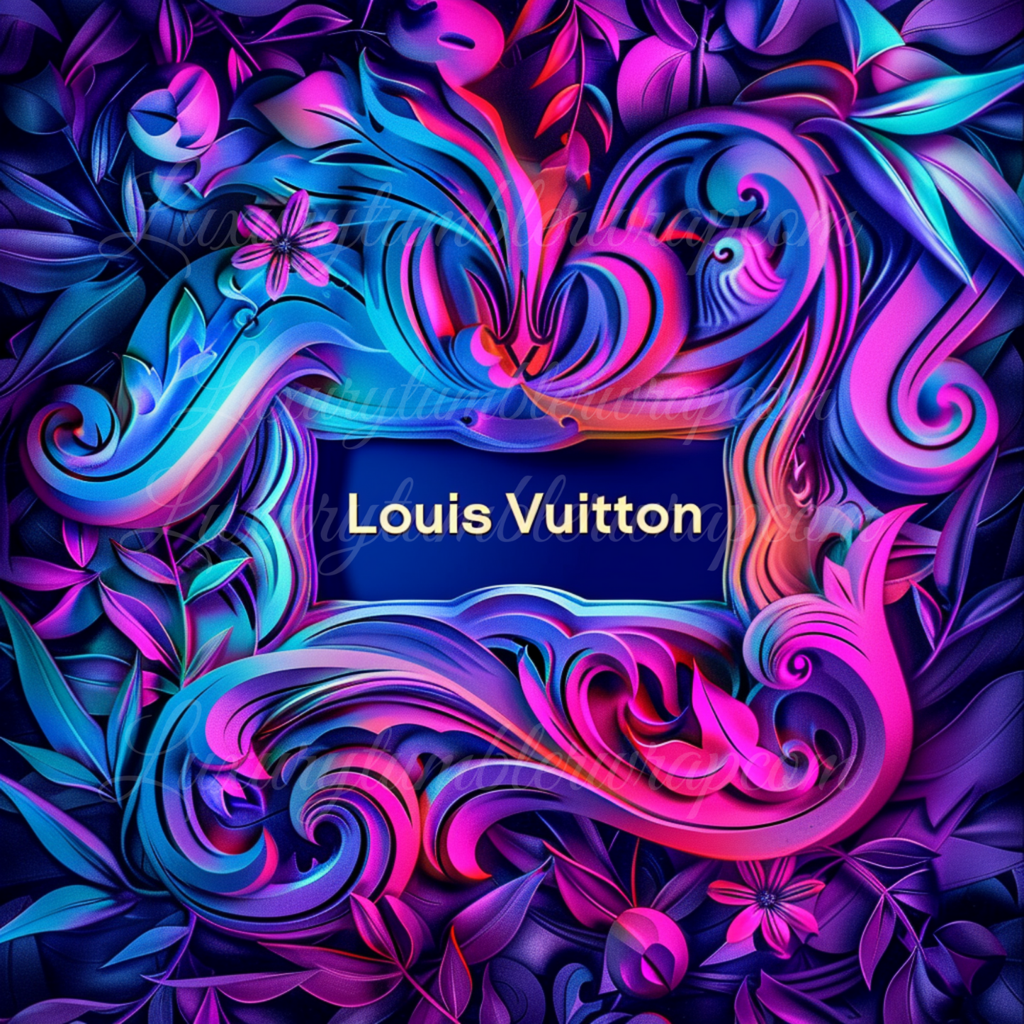 *0001 Luxury Louis Vuitton Seamless Tumbler Wrap Neon PNG Bundle | High-Resolution 300 DPI Templates (Set of 4)