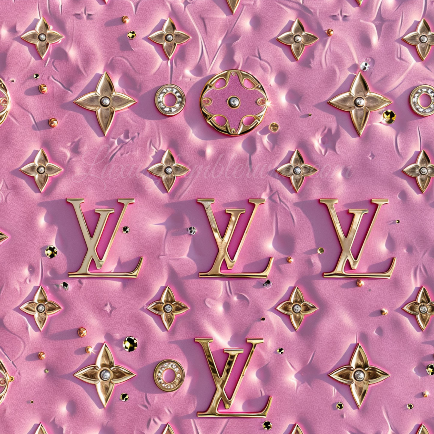 *0001 Luxury Louis Vuitton Seamless Tumbler Wrap Metallic Pink PNG Bundle | High-Resolution 300 DPI Templates (Set of 4) Pattern Wallpaper