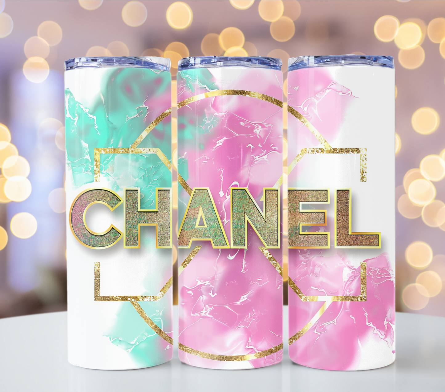 Designer Pattern Tumbler, Luxury Fashion Travel Cup, Insulated Stainless Steel Mug, Unique Gift Idea