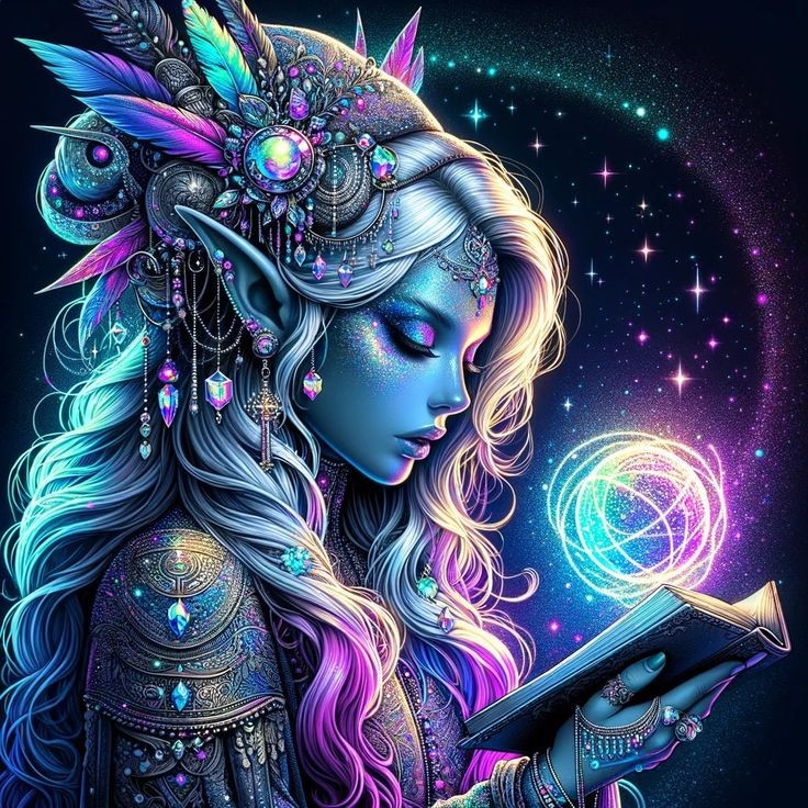 fantasy art, elf artwork, magical illustration, celestial art, glowing fantasy design, ethereal