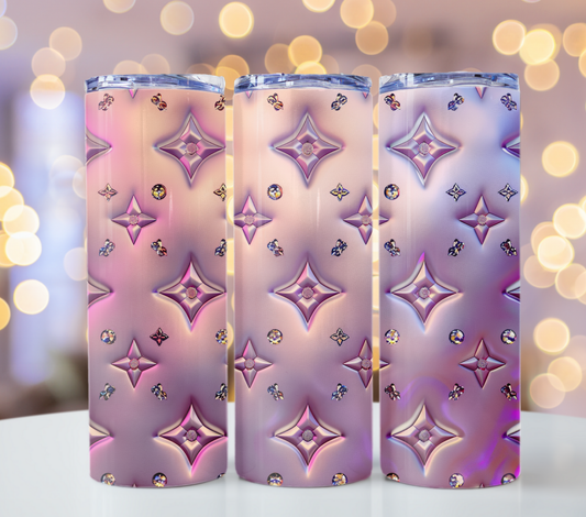 Pink Neon Metallic Tumbler Wrap Sublimation Trendy Louis Vuitton 20oz Tumbler Wrap Designs for Fashion Tumblers with Pattern Wallpaper