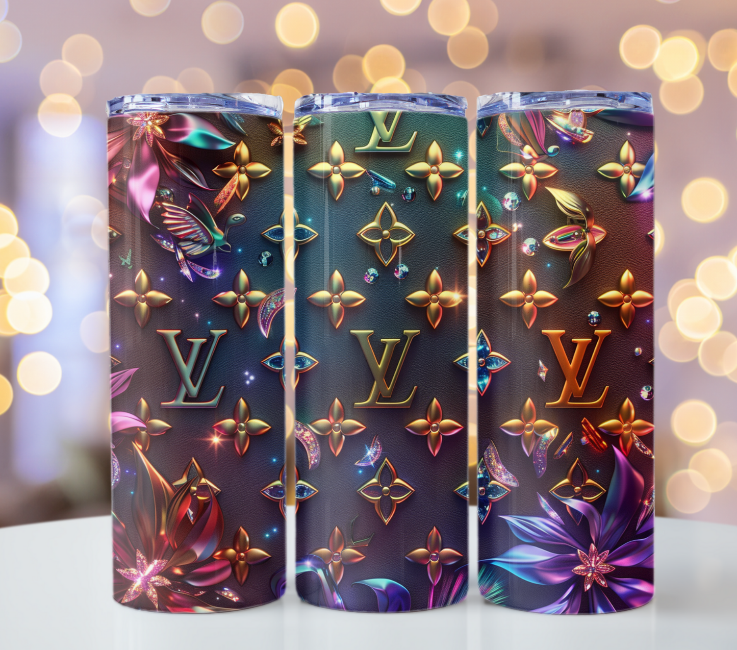 Black Rainbow Tumbler Wrap Sublimation Printable Designer Inspired Modern Louis Vuitton 20oz Tumbler Wrap Designs PNG – Fashion Tumbler Ready with Pattern Wallpaper