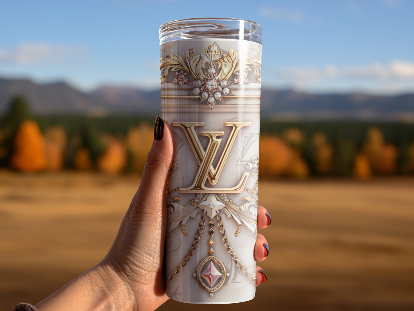 Metallic White Light Beige Lv Logo  Gold Tumbler Wraps 20 oz, Fashion Luxury Logo Tumbler Wrap Png Bundle, Tumbler Design,Digital Download PNG,Logo Brand Tumbler , 20oz Skinny , Tumbler Wrap Bundle Designs