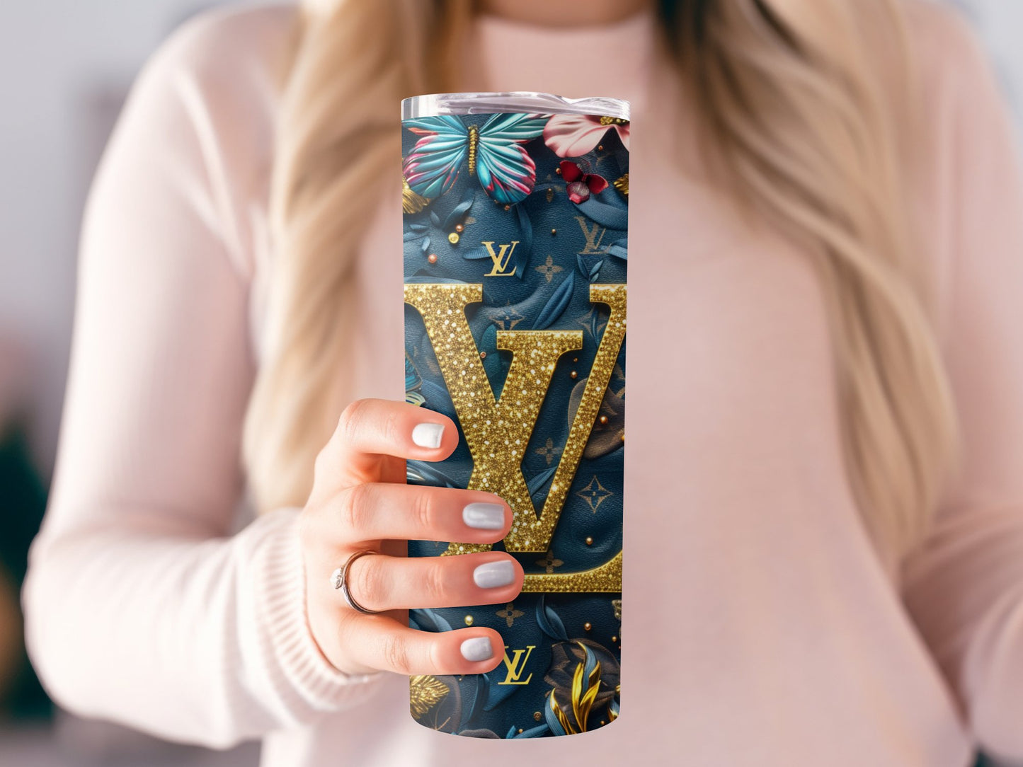 20oz Skinny Louis Vuitton Tumbler Wrap Fashion Tumbler Wrap Luxury Tumbler Wrap Glitter Tumbler Wrap