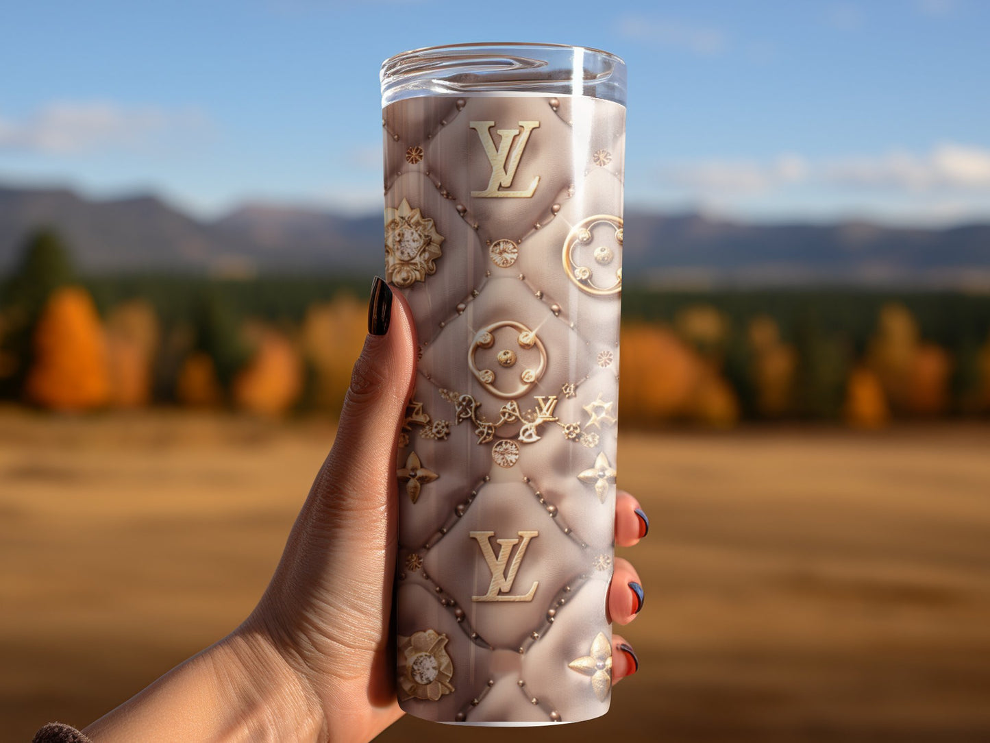 Metallic Beige Logo  Design Tumbler Wrap 20 oz, Fashion Luxury Logo Tumbler Wrap Png Bundle, Tumbler Design,Digital Download PNG,Logo Brand Tumbler , 20oz Skinny , Tumbler Wrap Bundle Designs