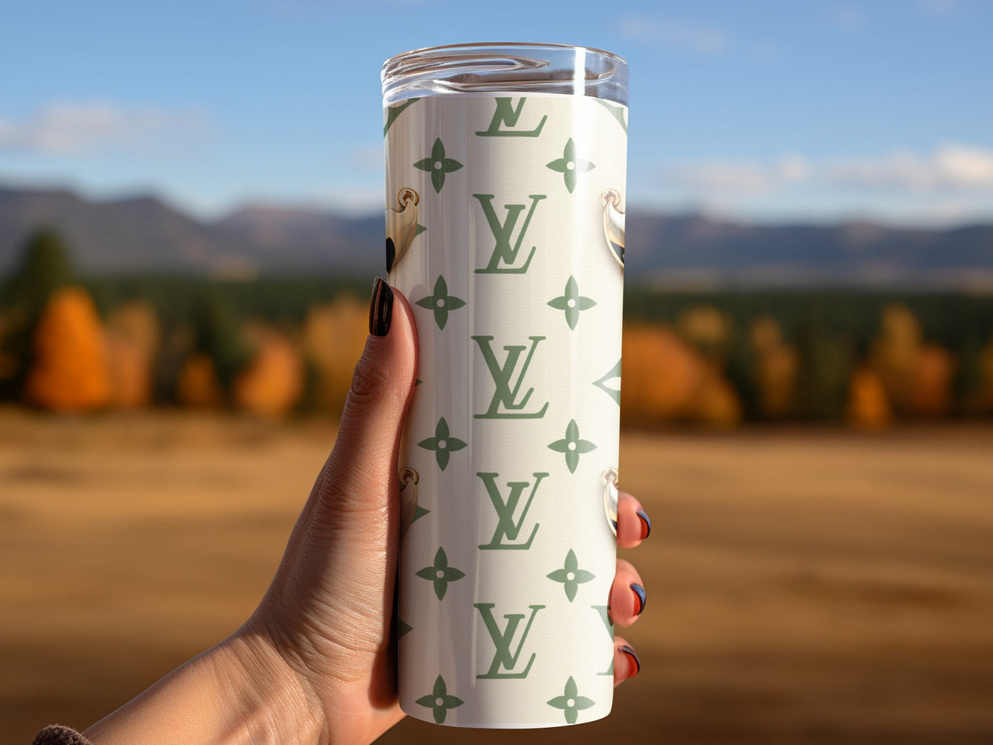 Beige Green Tumbler Wrap 20 oz, Fashion Luxury Logo Tumbler Wrap Png Bundle, Tumbler Design,Digital Download PNG,Logo Brand Tumbler , 20oz Skinny , Tumbler Wrap Bundle Designs