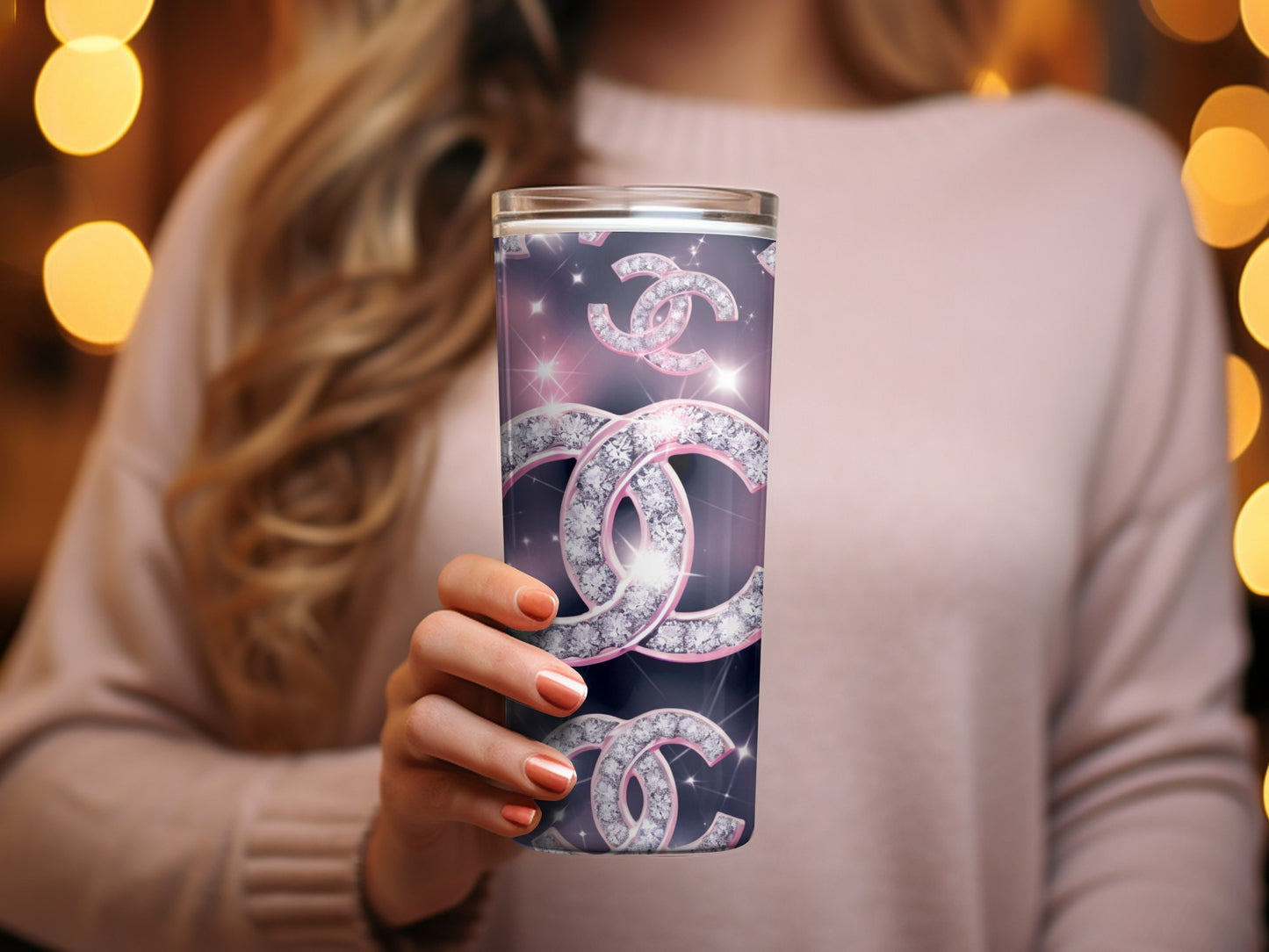 Chanel Monogram Tumbler Wrap Fashion Tumbler Wrap Luxury Tumbler Wrap Glitter Tumbler Wrap