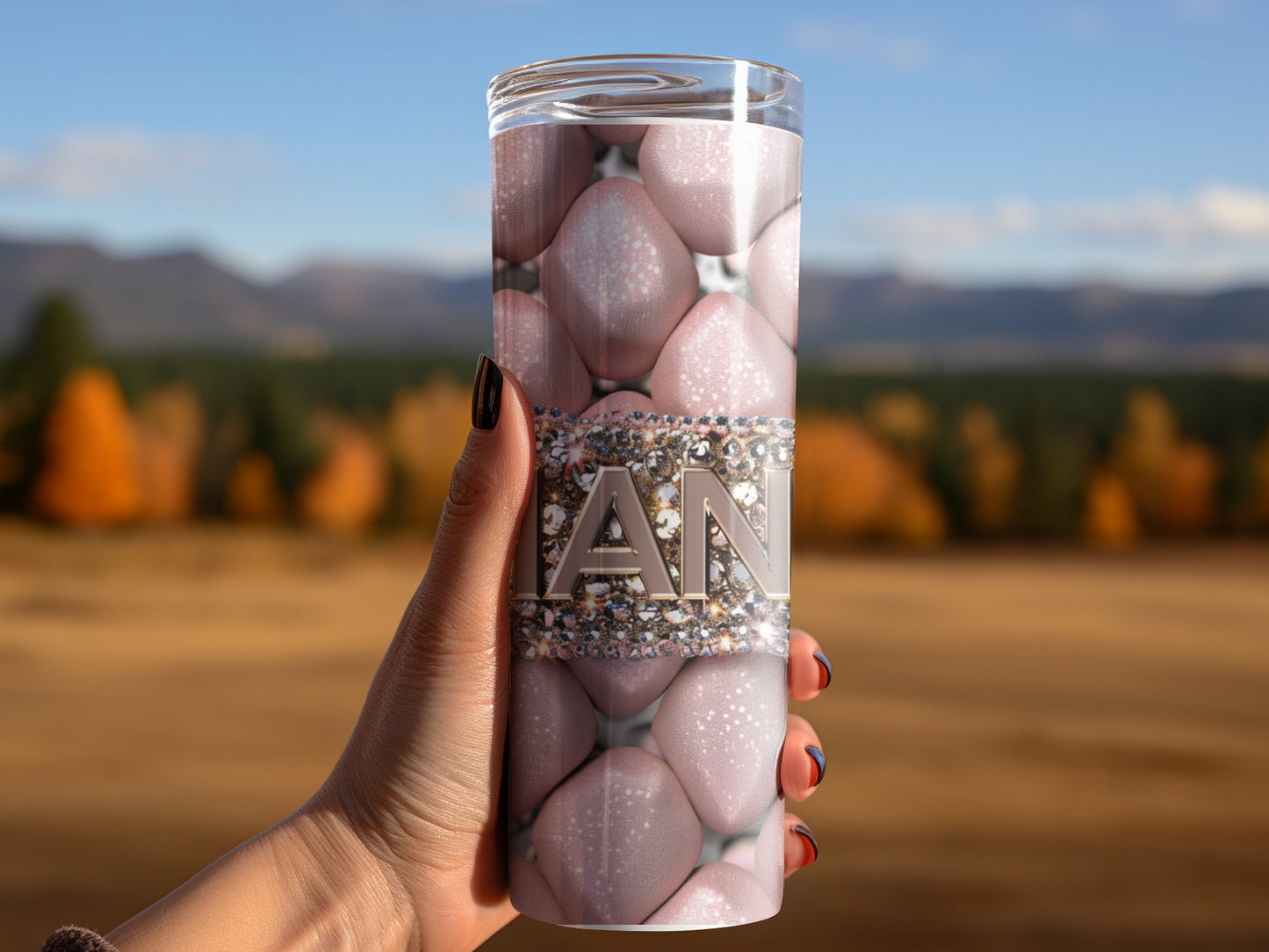 20oz Skinny Crystal Pink Gold Logo Chanel Tumbler Wrap Fashion Tumbler Wrap Luxury Tumbler Wrap Glitter Tumbler Wrap