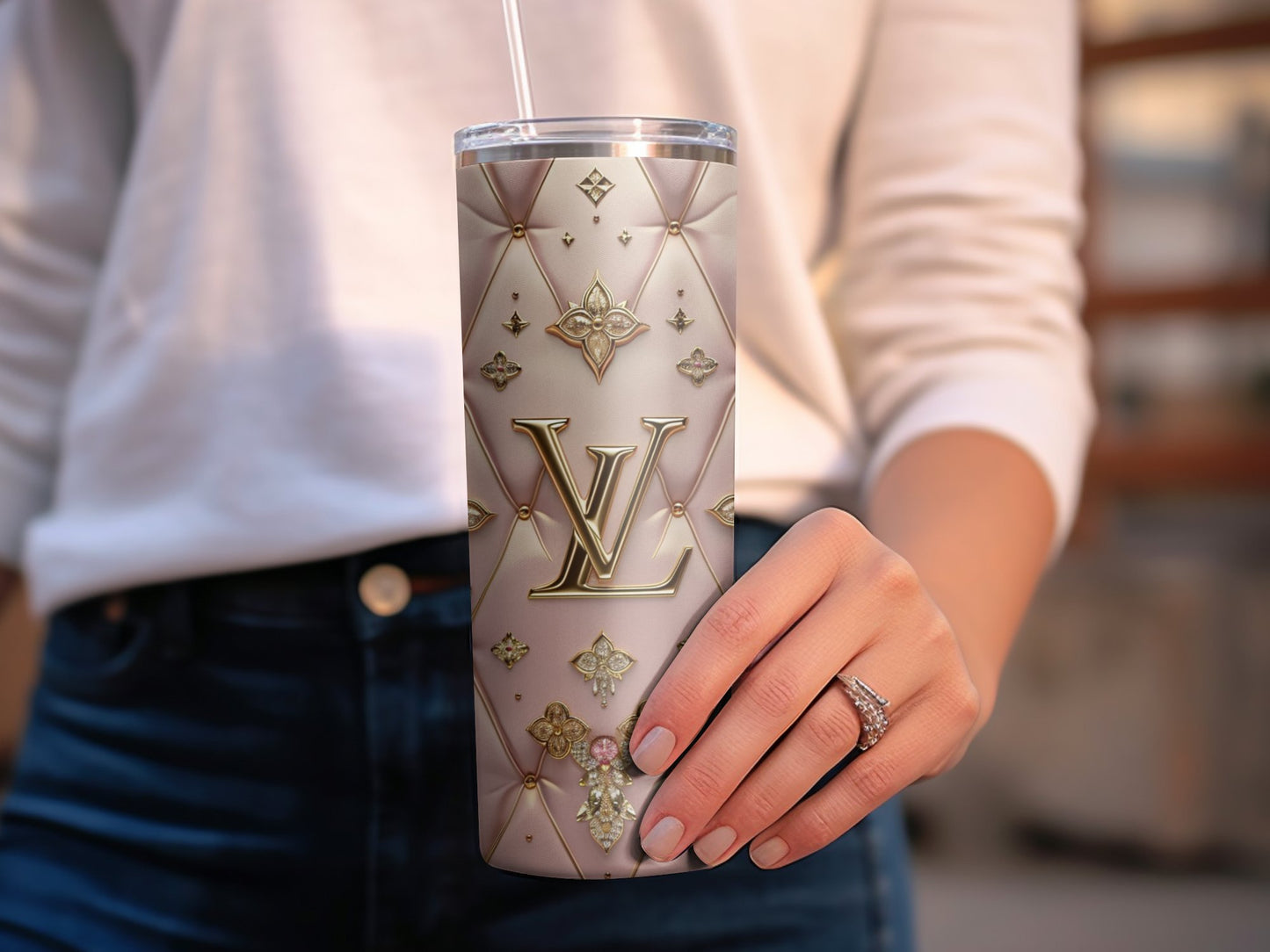 Beige Pastel Pink Louis Vuitton Tumbler Wrap Lv Seamless Pattern Louis Vuitton Tumbler Wrap Fashion Tumbler Wrap