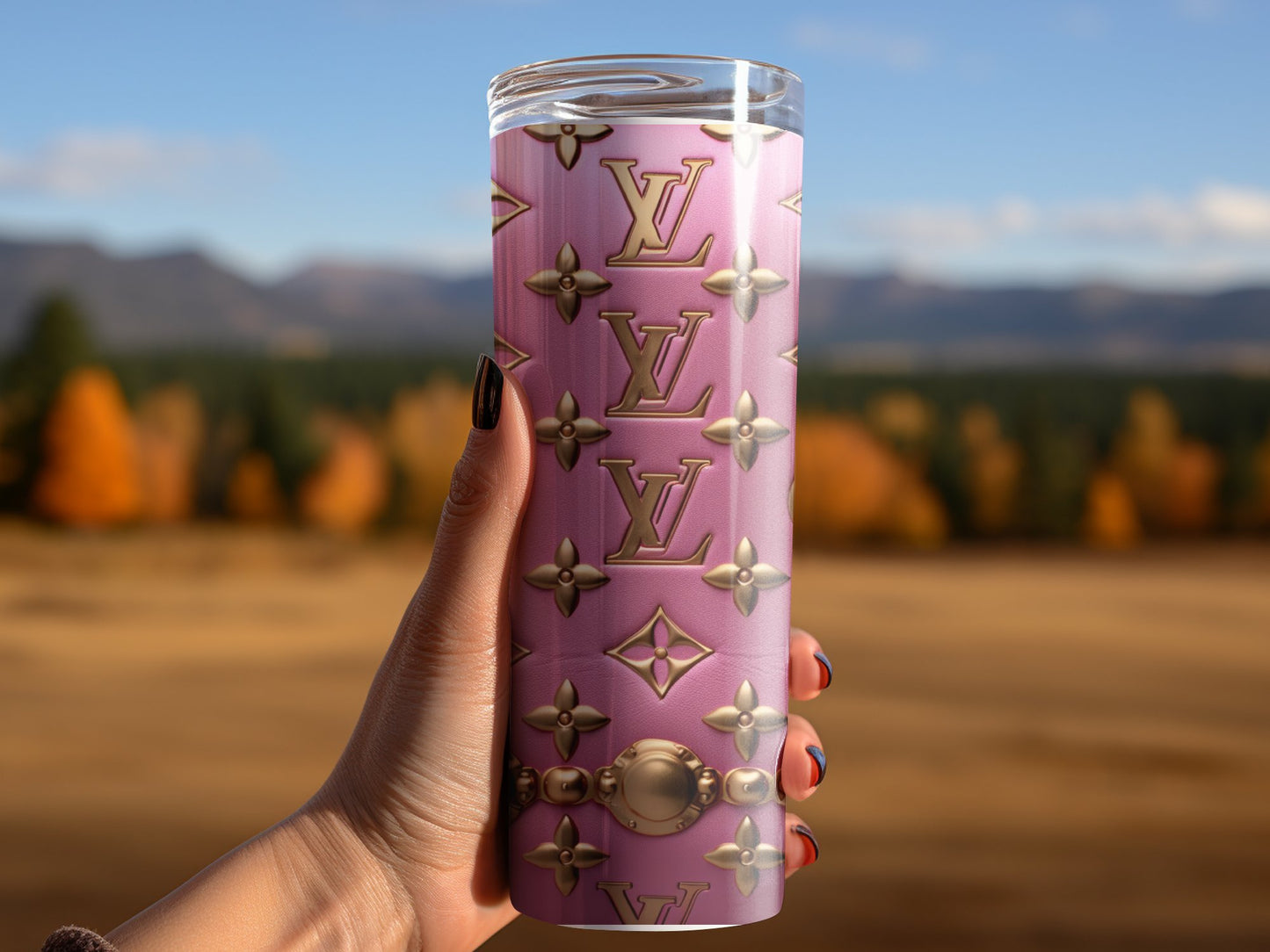 Metallic Dark Pink Lv Logo  Gold Tumbler Wraps 20 oz, Fashion Luxury Logo Tumbler Wrap Png Bundle, Tumbler Design,Digital Download PNG,Logo Brand Tumbler , 20oz Skinny , Tumbler Wrap Bundle Designs