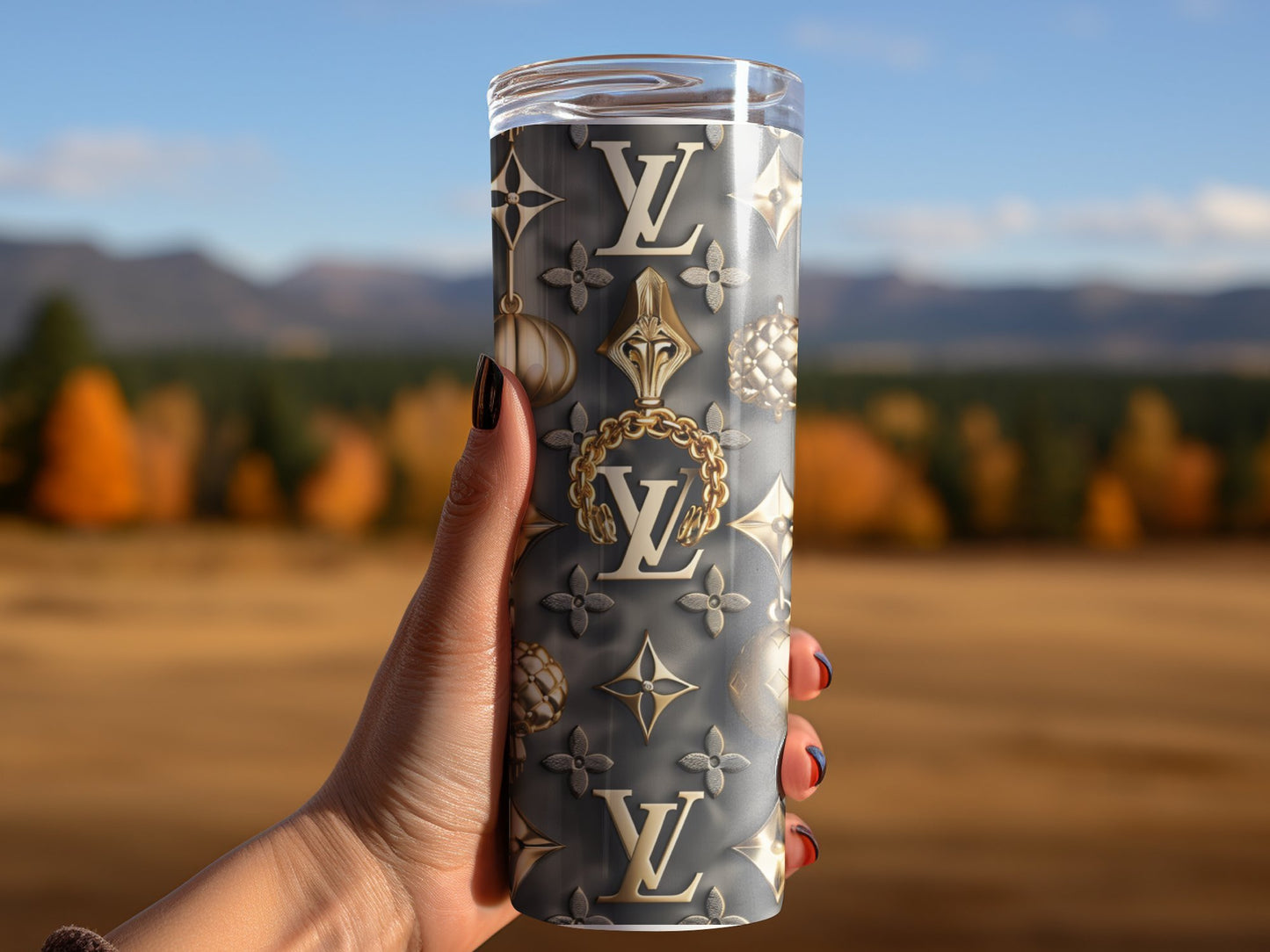 Gold Black Fruit Tumbler Wrap Louis Vuitton Tumbler Wrap Lv Seamless Pattern Louis Vuitton Tumbler Wrap Fashion Tumbler Wrap