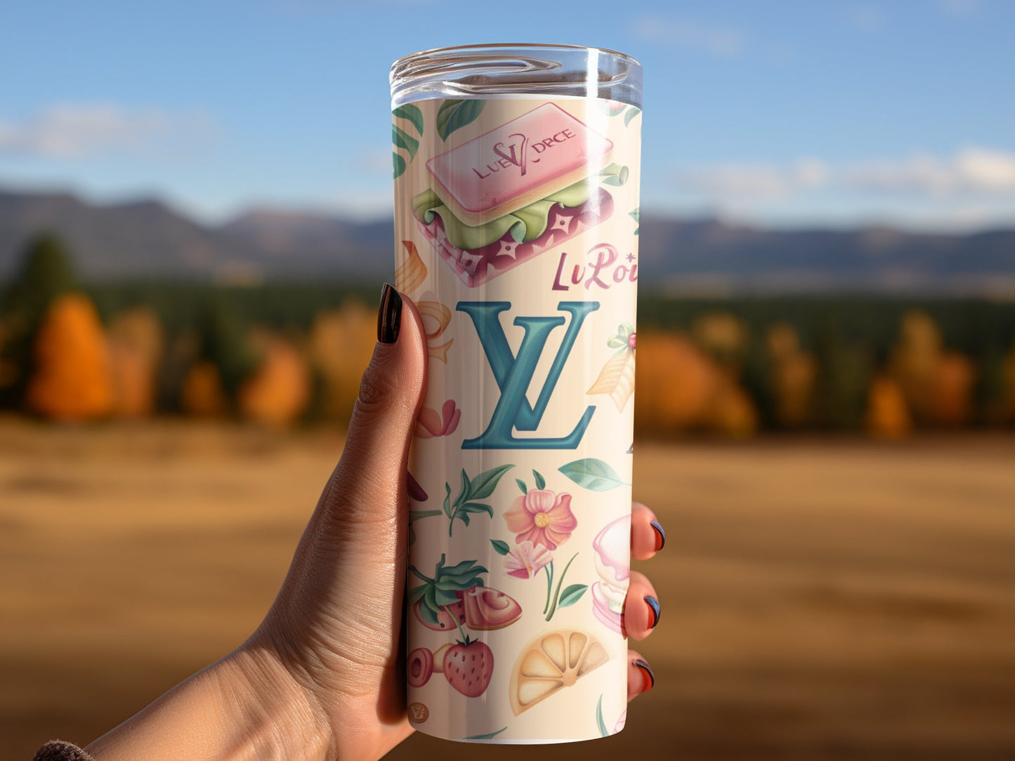 I love Paris 20oz Skinny Louis Vuitton Tumbler Wrap Fashion Tumbler Wrap Luxury Tumbler Wrap Glitter Tumbler Wrap