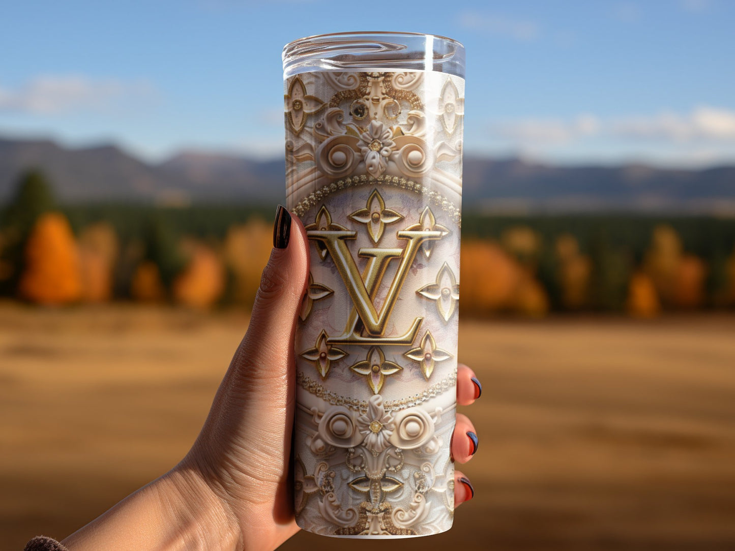 Metallic Beige Logo Design Tumbler Wrap 20 oz, Fashion Luxury Logo Tumbler Wrap Png Bundle, Tumbler Design,Digital Download PNG,Logo Brand Tumbler , 20oz Skinny , Tumbler Wrap Bundle Designs