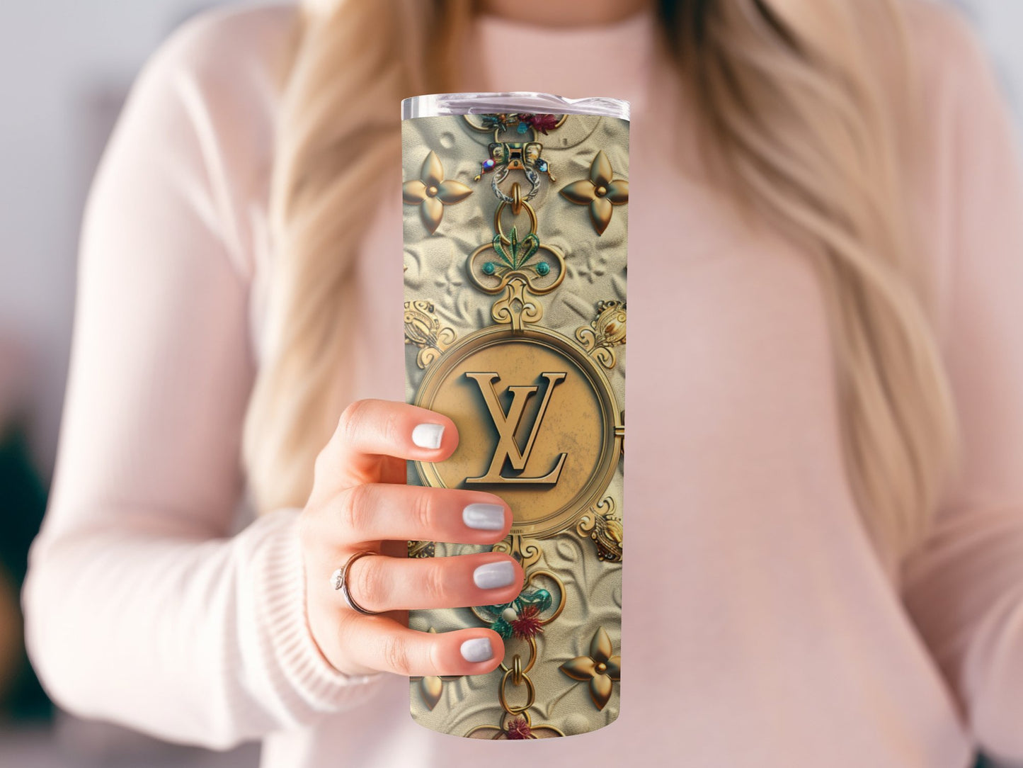 Floral Brown Beige Louis Vuitton Tumbler Wrap Lv Seamless Pattern Louis Vuitton Tumbler Wrap Fashion Tumbler Wrap