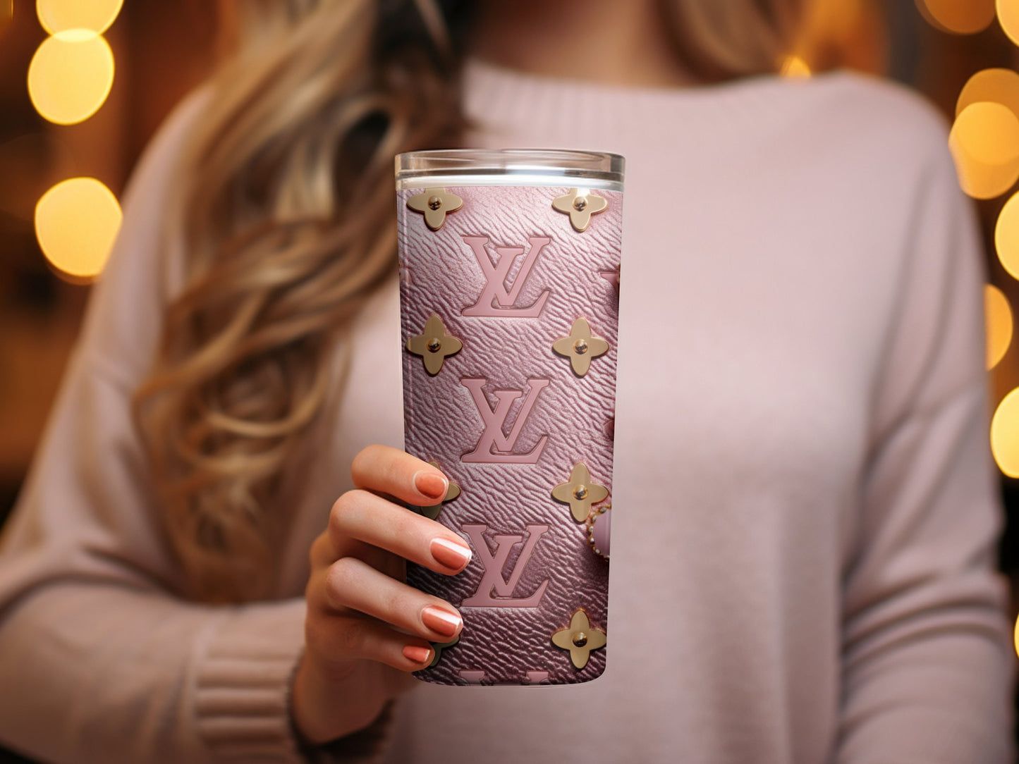 Luxurious Designer Inspired Pink and Gold Tumbler for Fashion Lovers