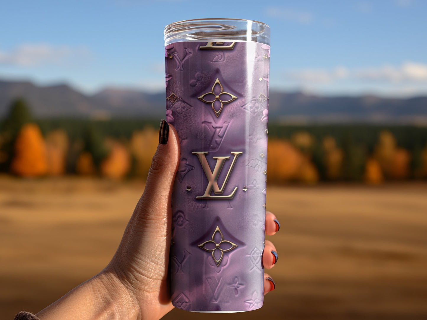 Metallic Purple Lv Logo  Gold Tumbler Wraps 20 oz, Fashion Luxury Logo Tumbler Wrap Png Bundle, Tumbler Design,Digital Download PNG,Logo Brand Tumbler , 20oz Skinny , Tumbler Wrap Bundle Designs