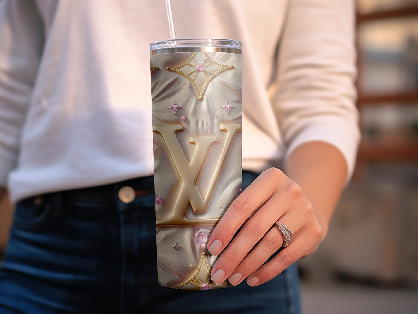 Beige Pink Louis Vuitton Tumbler Wrap Lv Seamless Pattern Louis Vuitton Tumbler Wrap Fashion Tumbler Wrap