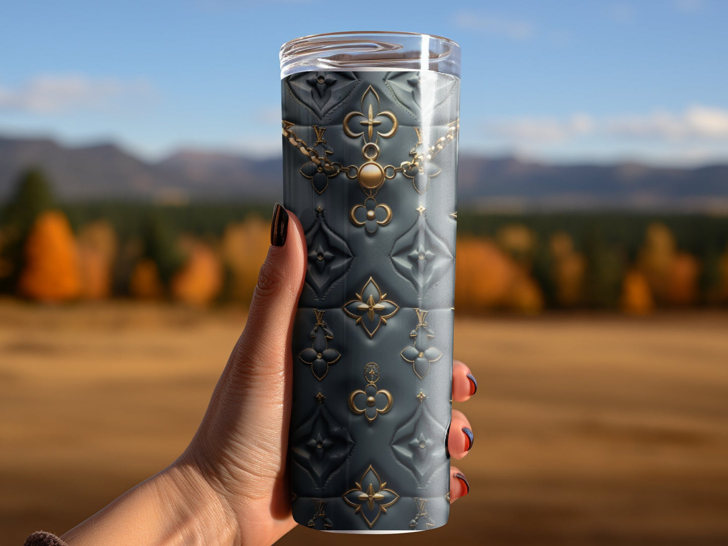 Metallic Dark Blue Lv Logo  Gold Tumbler Wraps 20 oz, Fashion Luxury Logo Tumbler Wrap Png Bundle, Tumbler Design,Digital Download PNG,Logo Brand Tumbler , 20oz Skinny , Tumbler Wrap Bundle Designs