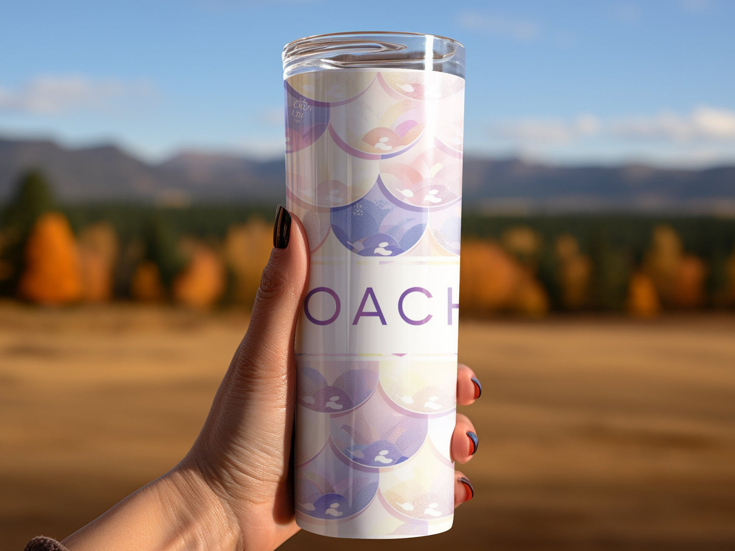 Coach Pastel Tumbler Wrap Logo Tumbler Wrap Glitter Seamless Pattern Tumbler Wrap Fashion Tumbler Wrap