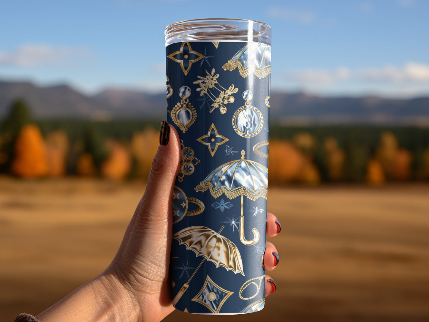 Beige Pastel Blue Umbrella Louis Vuitton Tumbler Wrap Lv Seamless Pattern Louis Vuitton Tumbler Wrap Fashion Tumbler Wrap