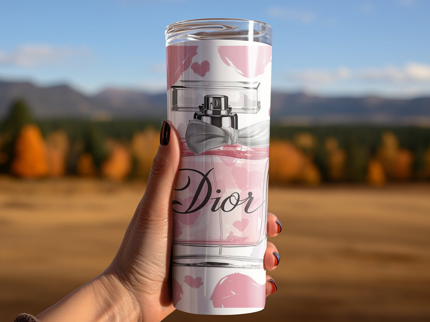 20oz Skinny Floral Dior Tumbler Wrap Fashion Tumbler Wrap Luxury Tumbler Wrap Glitter Tumbler Wrap