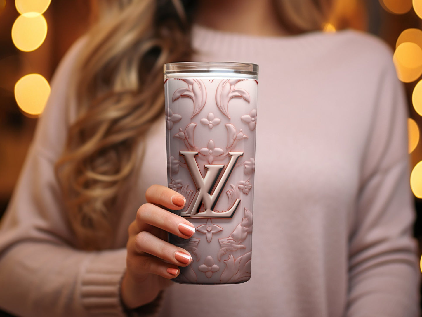 Elegant Monogrammed Tumbler, Floral Damask Design, Personalized Letter 'X', Unique Drinkware Gift