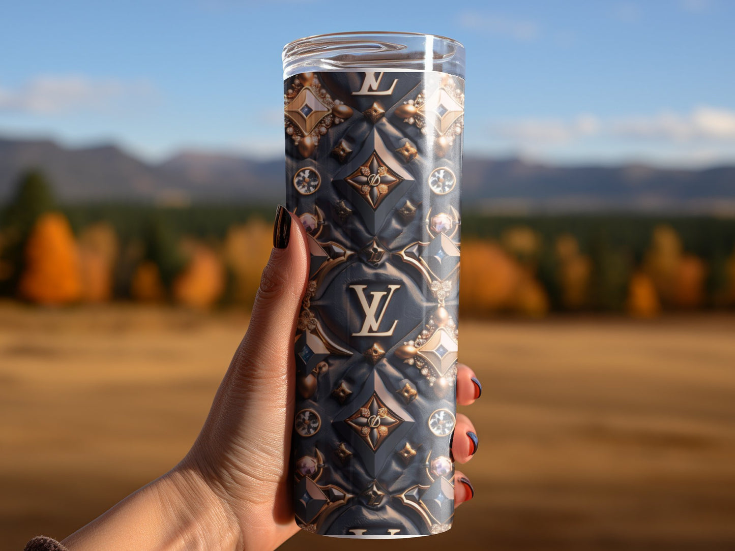 Black and Gold Tumbler Wrap Louis Vuitton Tumbler Wrap Lv Seamless Pattern Louis Vuitton Tumbler Wrap Fashion Tumbler Wrap