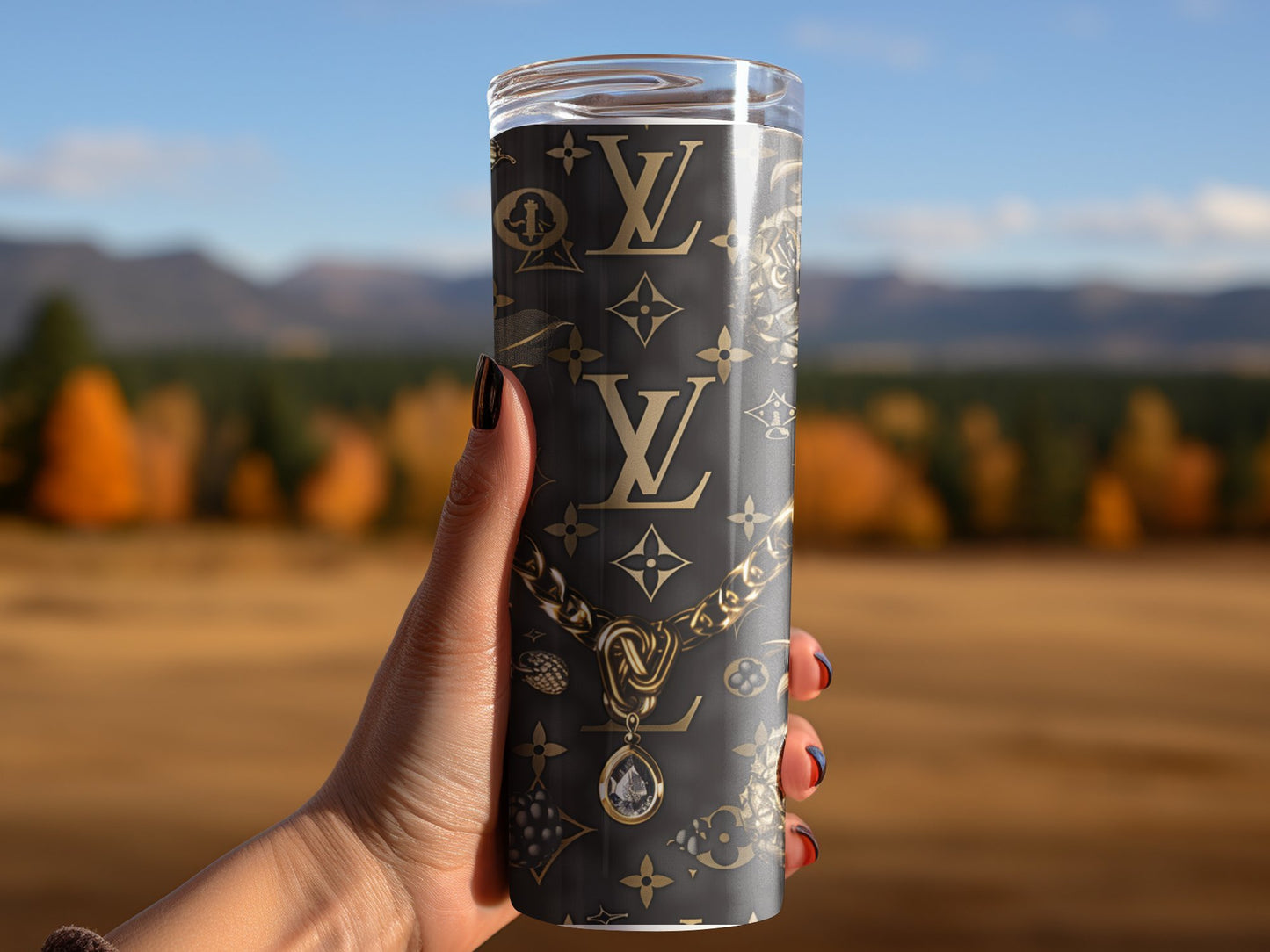 Gold Beige Fruit Tumbler Wrap Louis Vuitton Tumbler Wrap Lv Seamless Pattern Louis Vuitton Tumbler Wrap Fashion Tumbler Wrap