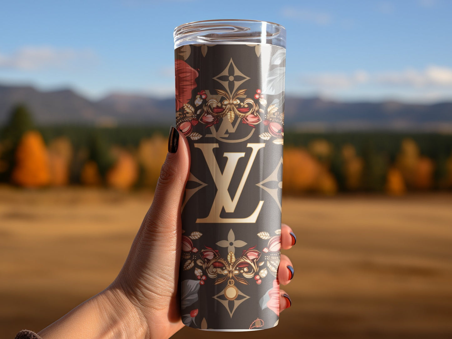 4PNG Bundle Sparkle Flower Gold Logo 20oz Skinny Louis Vuitton Tumbler Wrap Fashion Tumbler Wrap Luxury Tumbler Wrap Glitter Tumbler Wrap