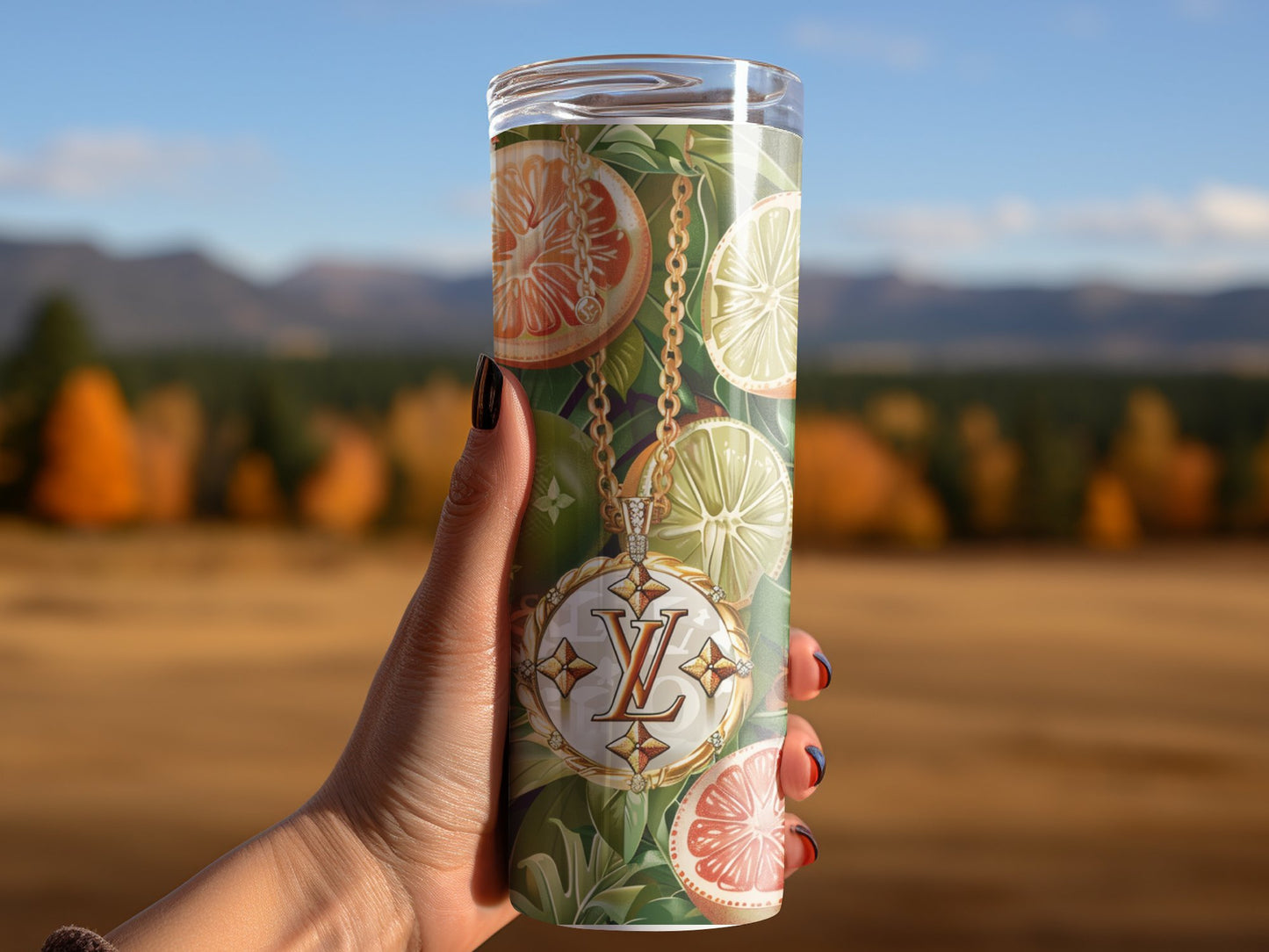 Green Lime Lemon Fruit Tumbler Wrap Louis Vuitton Tumbler Wrap Lv Seam ...