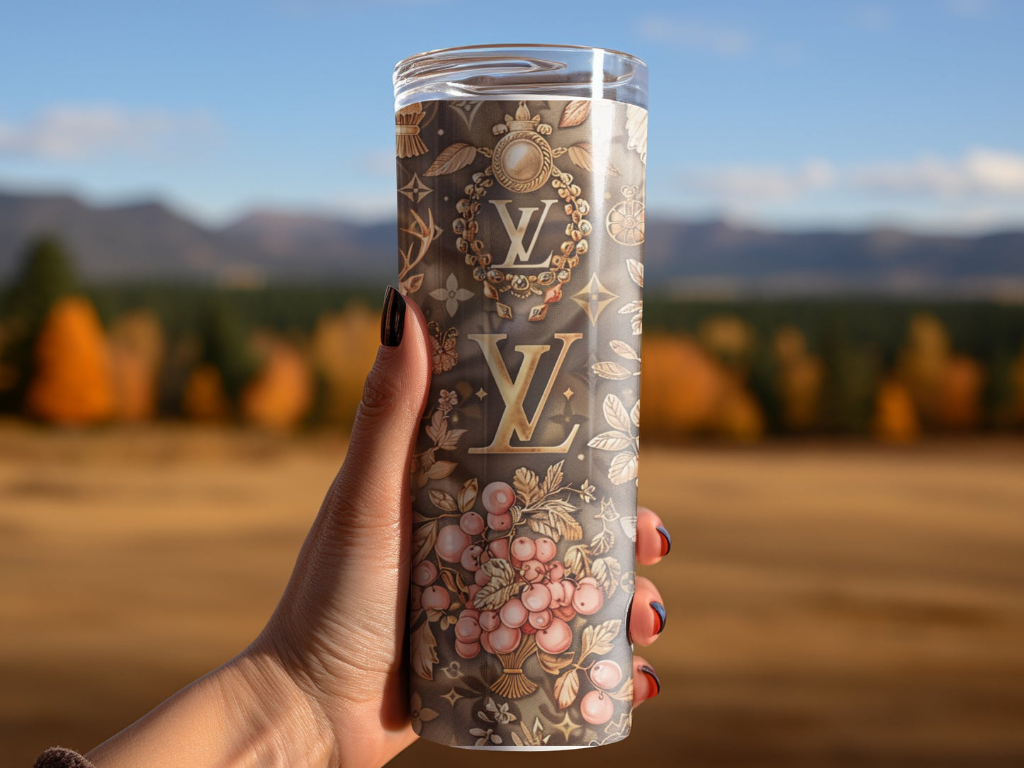 Fashion Tumbler Wrap Beige Fruit Deer Gold Brown Tumbler Wrap Louis Vuitton Tumbler Wrap Lv Seamless Pattern Louis Vuitton Tumbler Wrap Fashion Tumbler Wrap