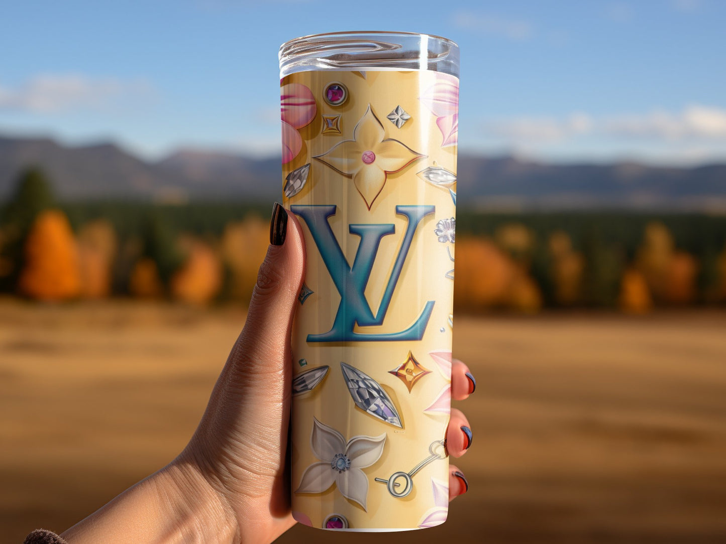 Flower Yellow Pink Gold Logo 20oz Skinny Louis Vuitton Tumbler Wrap Fashion Tumbler Wrap Luxury Tumbler Wrap Glitter Tumbler Wrap Fashion Tumbler Wrap Fashion Tumbler Wrap