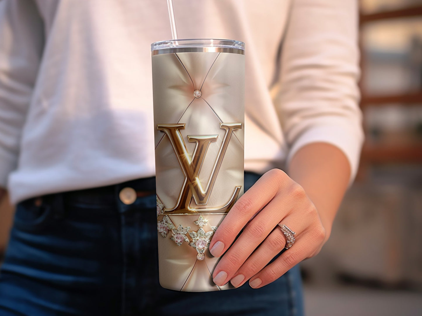 Beige Gold Louis Vuitton Tumbler Wrap Lv Seamless Pattern Louis Vuitton Tumbler Wrap Fashion Tumbler Wrap