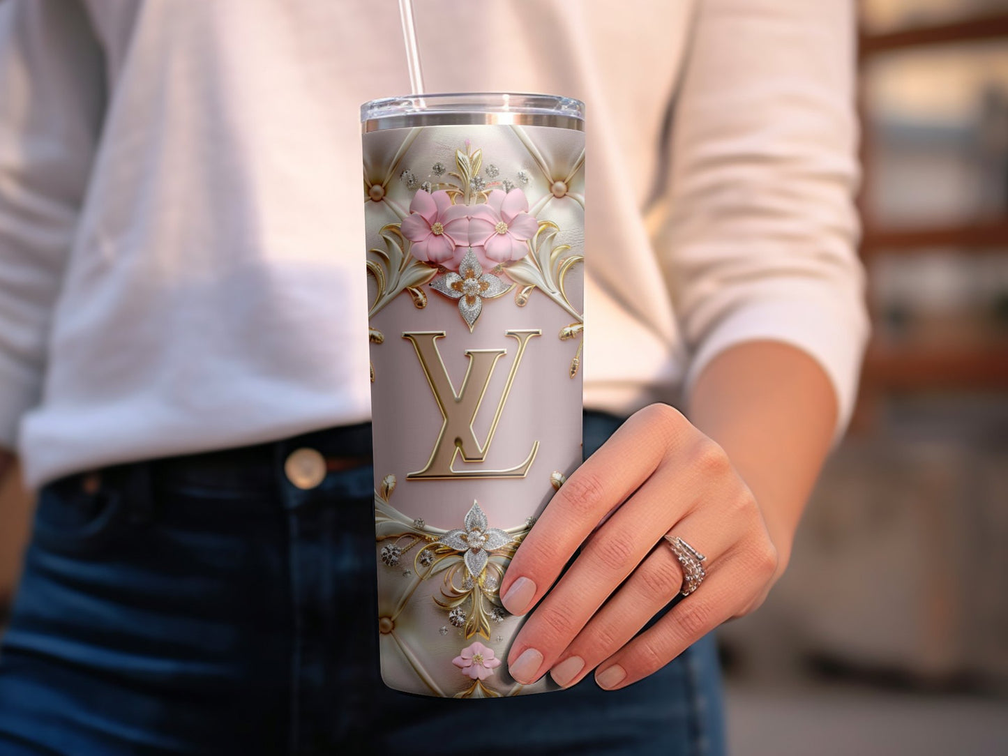 Floral Pink Louis Vuitton Tumbler Wrap Lv Seamless Pattern Louis Vuitton Tumbler Wrap Fashion Tumbler Wrap