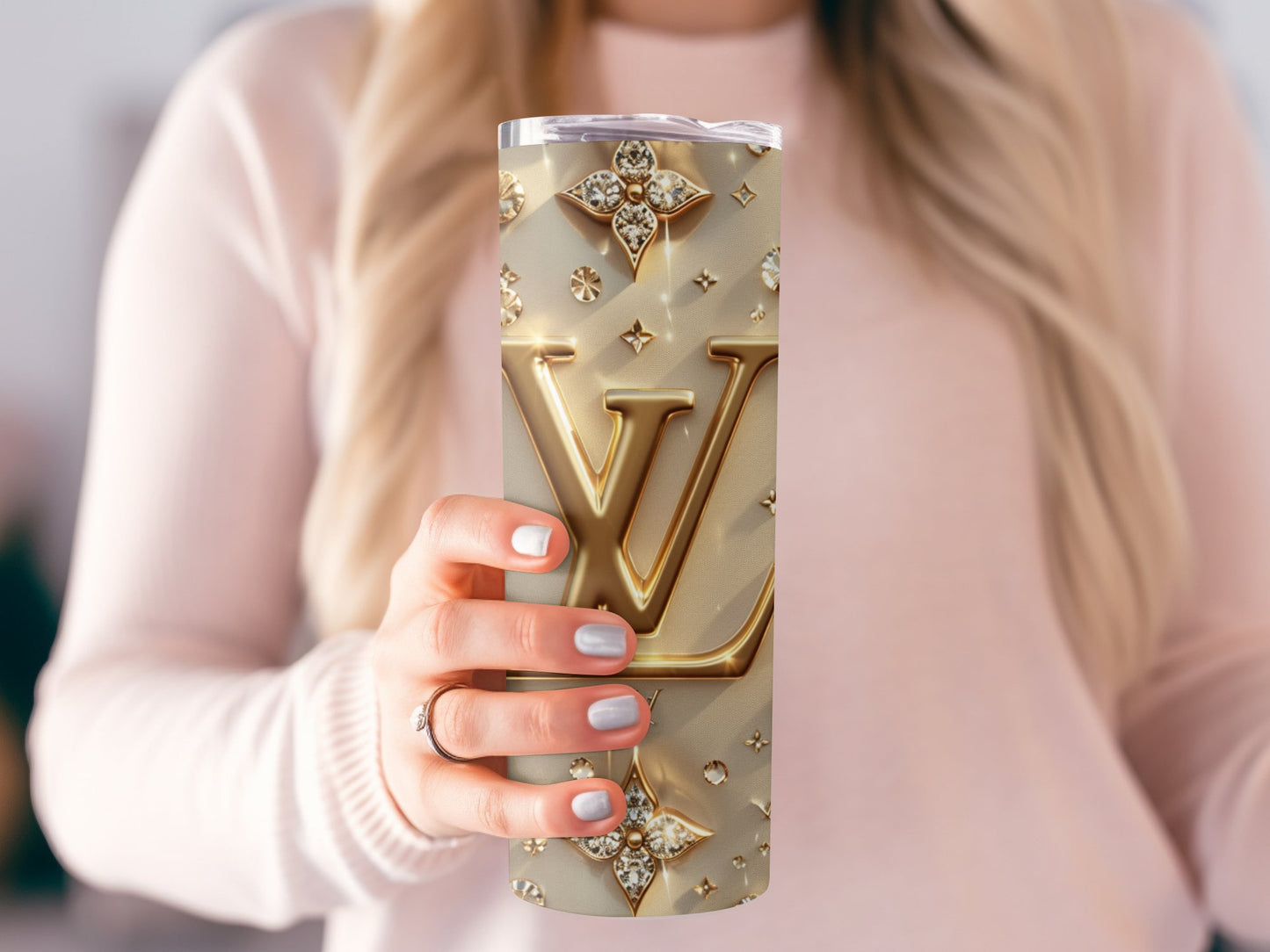 Gold Beige Louis Vuitton Tumbler Wrap Lv Seamless Pattern Louis Vuitton Tumbler Wrap Fashion Tumbler Wrap