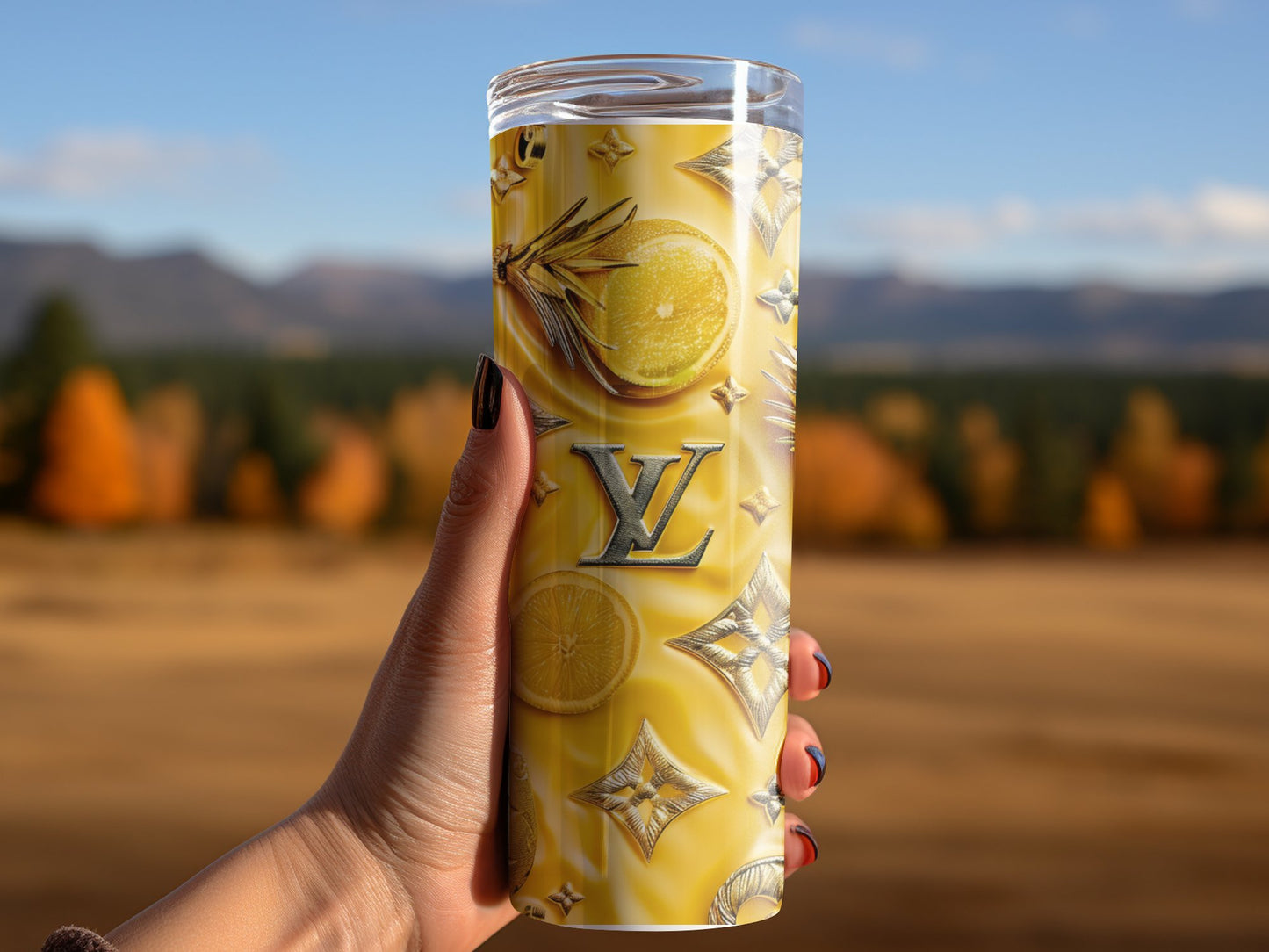 Gold Yellow Fruit Tumbler Wrap Louis Vuitton Tumbler Wrap Lv Seamless Pattern Louis Vuitton Tumbler Wrap Fashion Tumbler Wrap