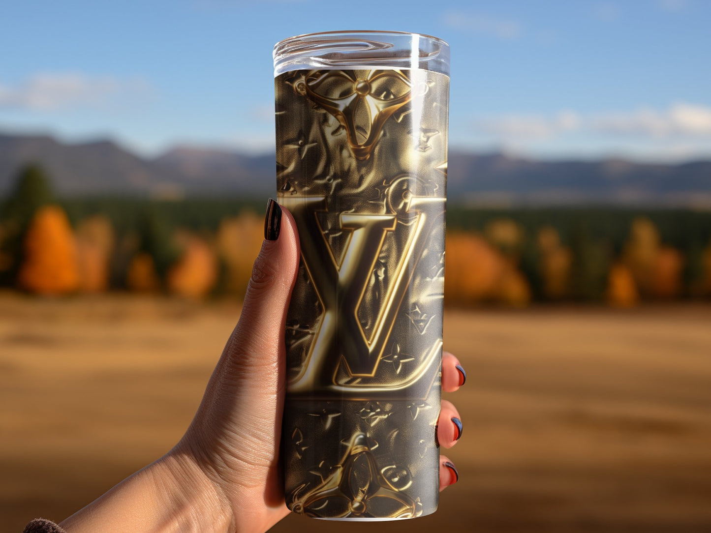 Metallic Dark Gold Louis Vuitton Logo  Gold Tumbler Wraps 20 oz, Fashion Luxury Logo Tumbler Wrap Png Bundle, Tumbler Design,Digital Download PNG,Logo Brand Tumbler , 20oz Skinny , Tumbler Wrap Bundle Designs