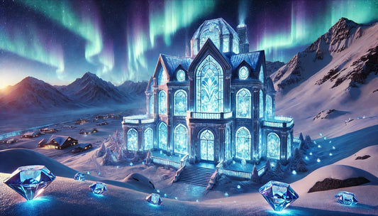 Ice Palace on Snowy Mountain Peak